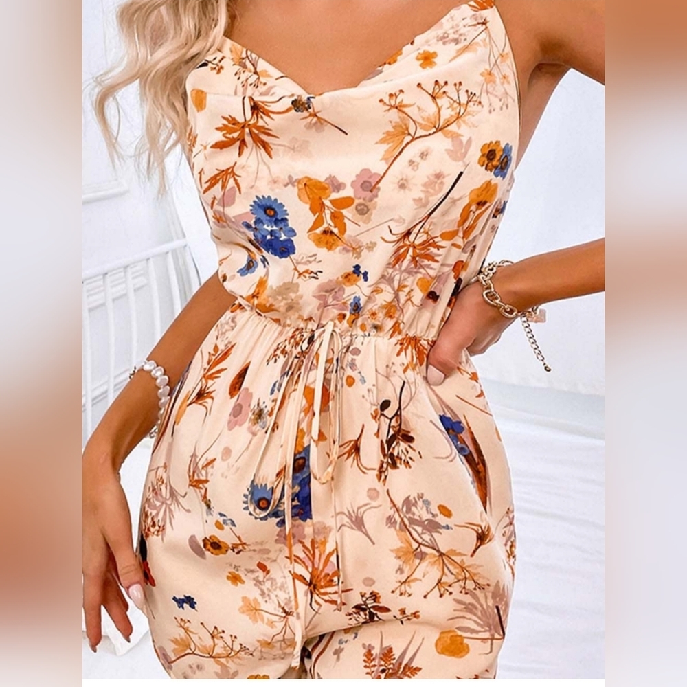 Cowl Neck Dainty Floral Romper